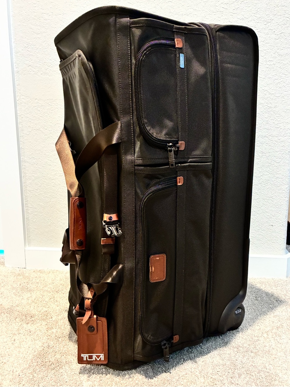TUMI Alpha Brown Rolling Travel Duffel Bag